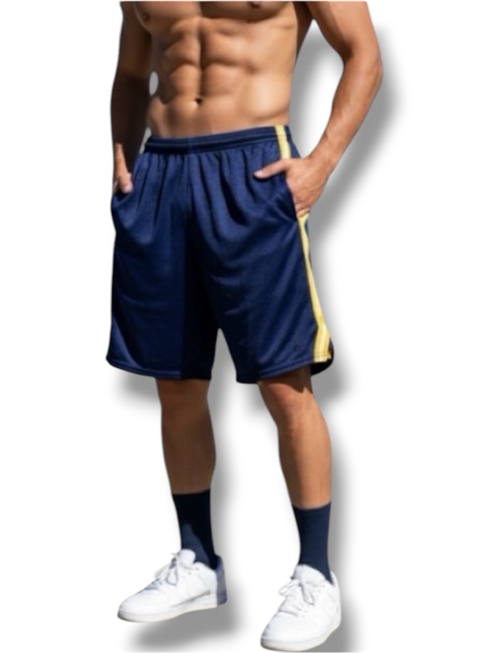 Champion Shorts Vintage Basketball Navy & Gold Mesh Y2K Retro Sport Men’s Medium